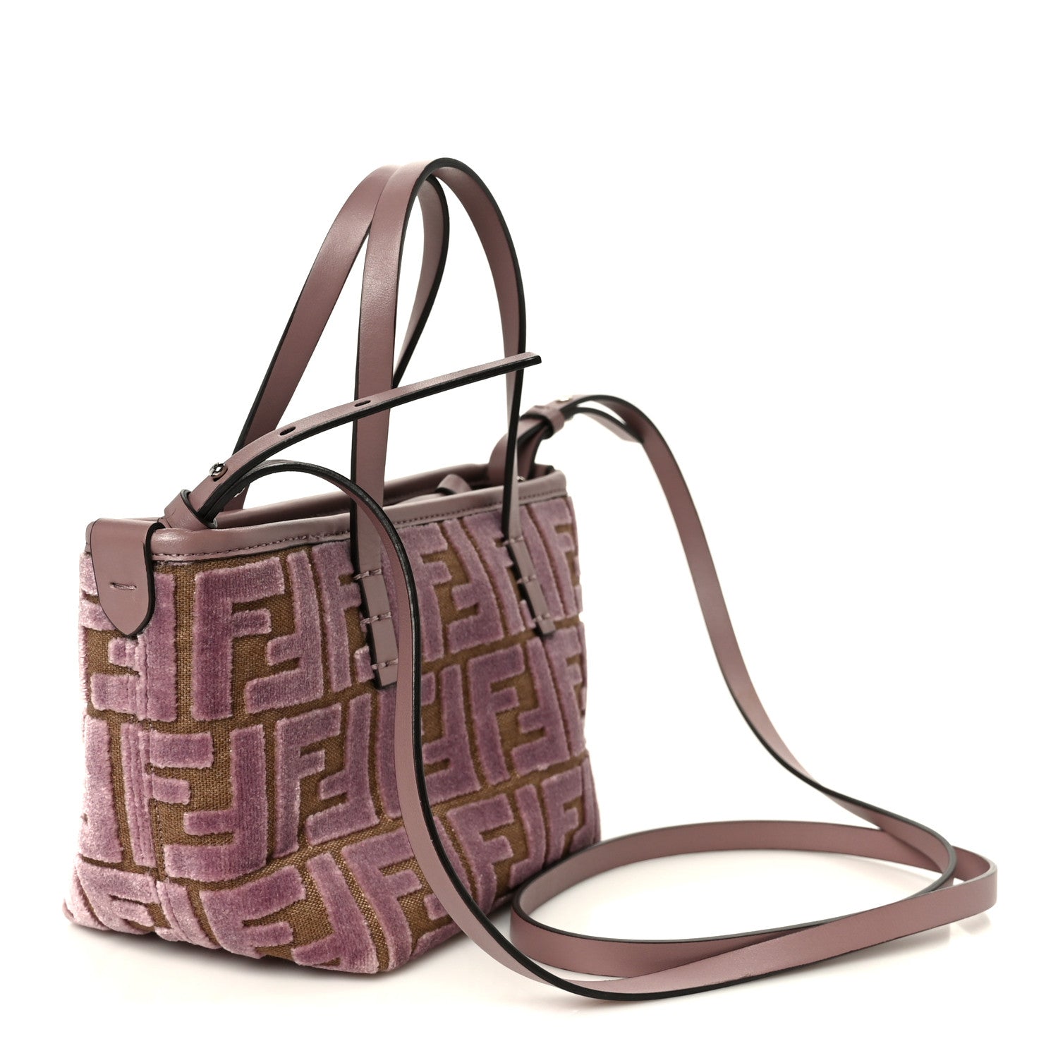 Fendi Velvet Jacquard FF Mini Roll Tote Dusty Mauve 1894032