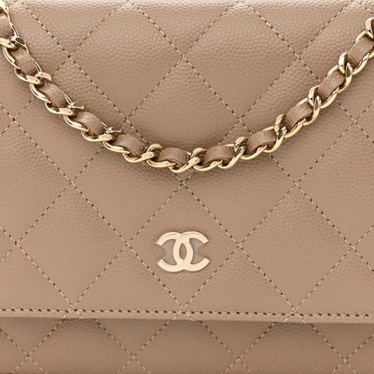 Chanel Caviar Quilted Wallet on Chain WOC Dark Beige 10 of 14