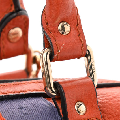 Gucci Calfskin Vintage Web Small Boston Orange Blue 14 of 14