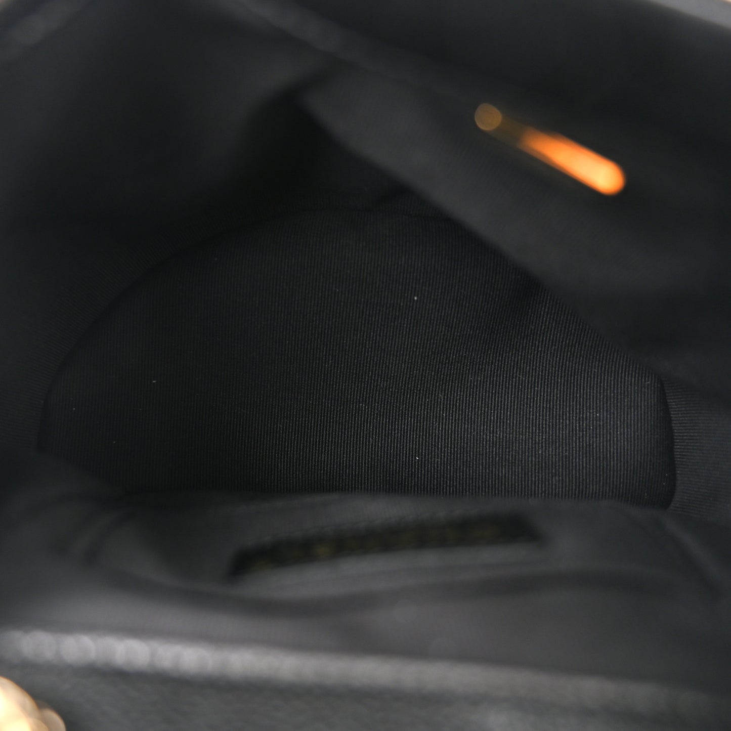 Shiny Caviar Quilted Small Duma Pockets Drawstring Backpack Black