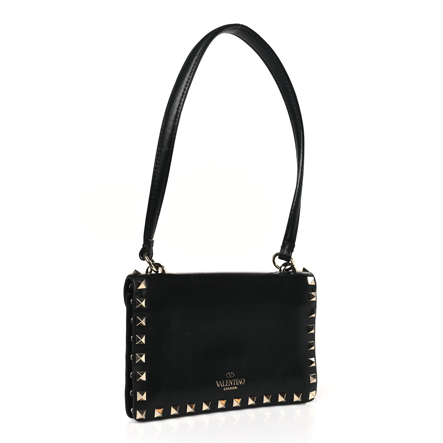 Valentino Garavani Vitello Mini Rockstud Shoulder Flap Bag Black 3 of 9