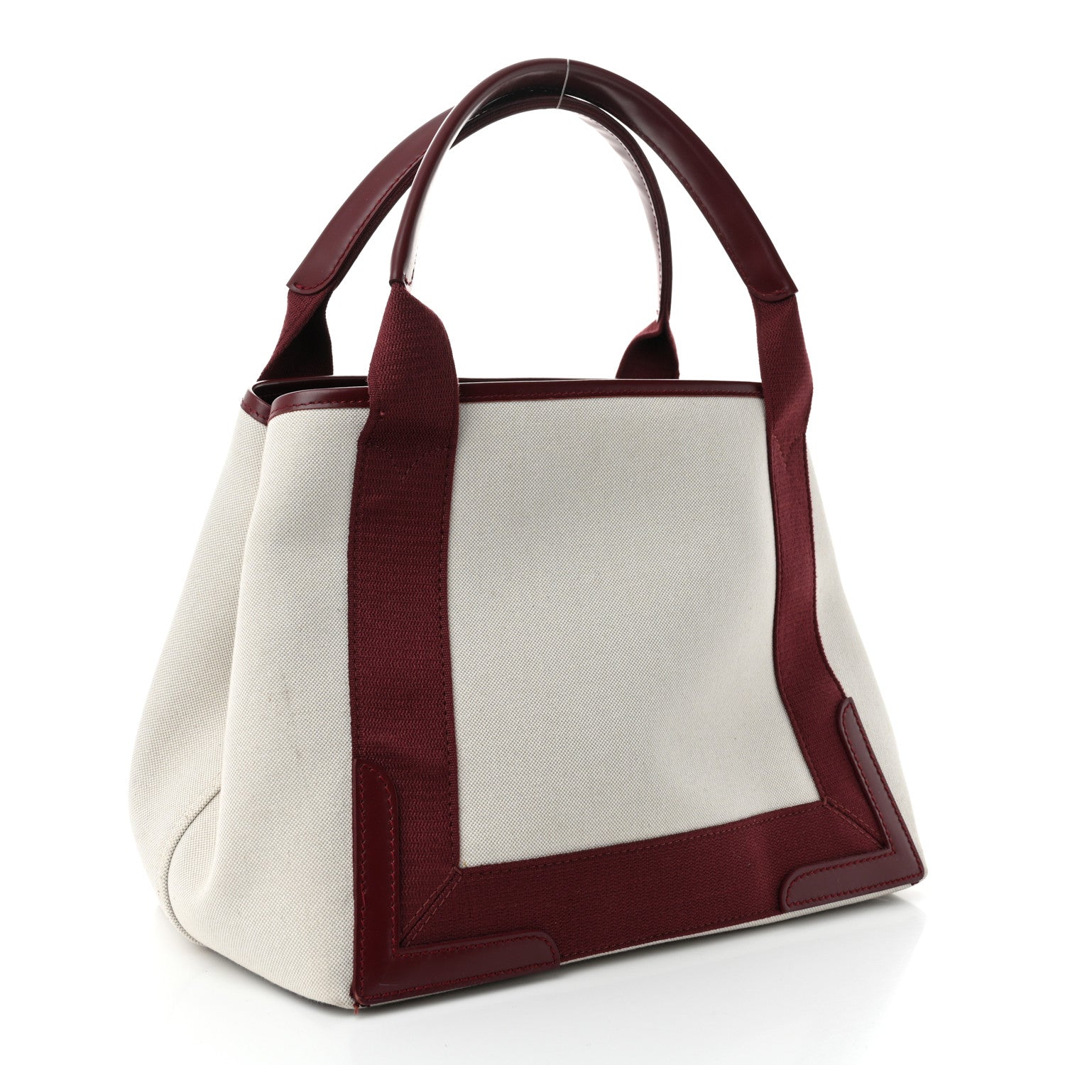 Balenciaga Cotton Canvas Calfskin S Navy Cabas Natural Burgundy 4 of 13