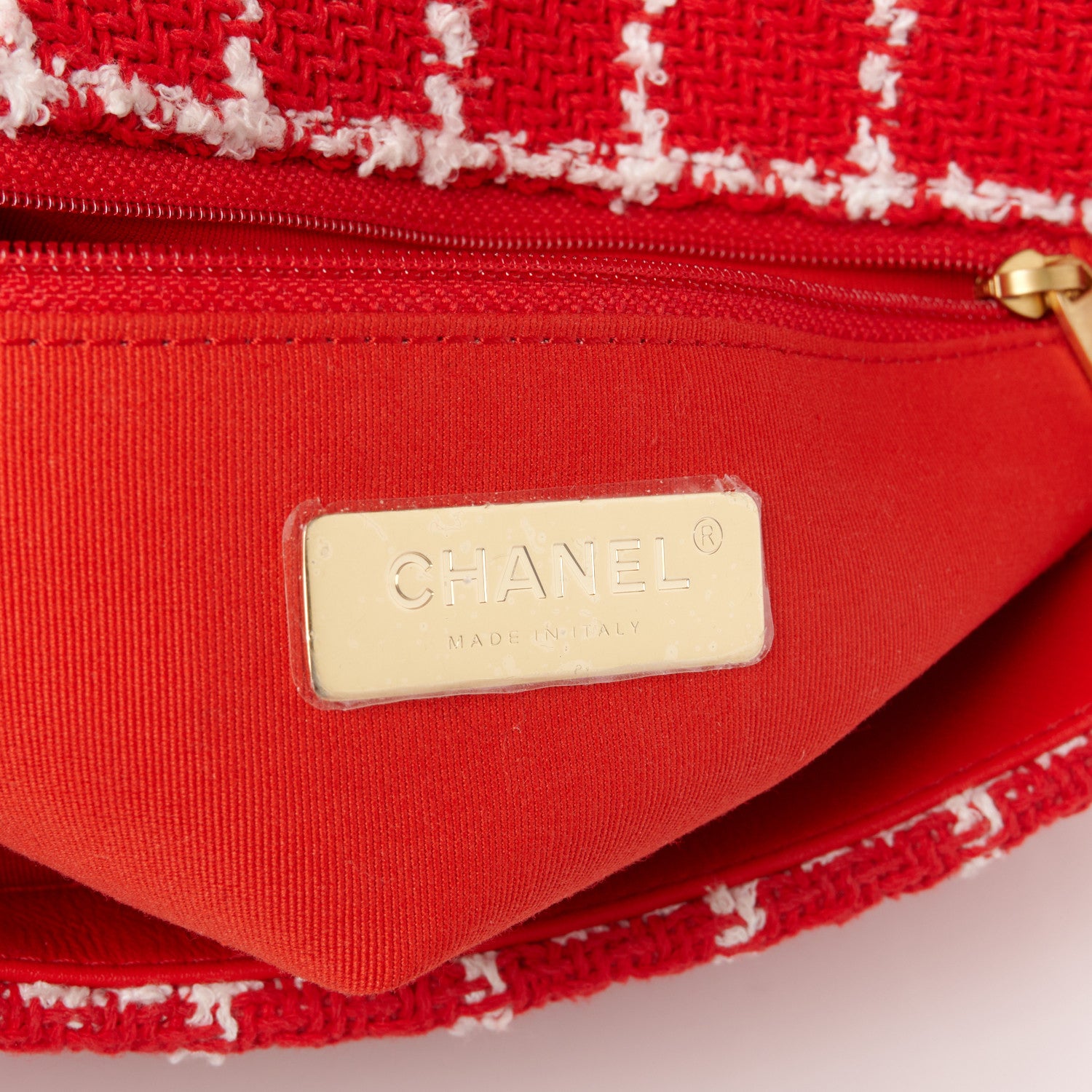 Chanel Tweed Quilted Medium Chanel 19 Flap Red White 6 of 11