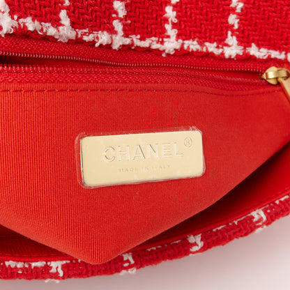 Chanel Tweed Quilted Medium Chanel 19 Flap Red White 6 of 11
