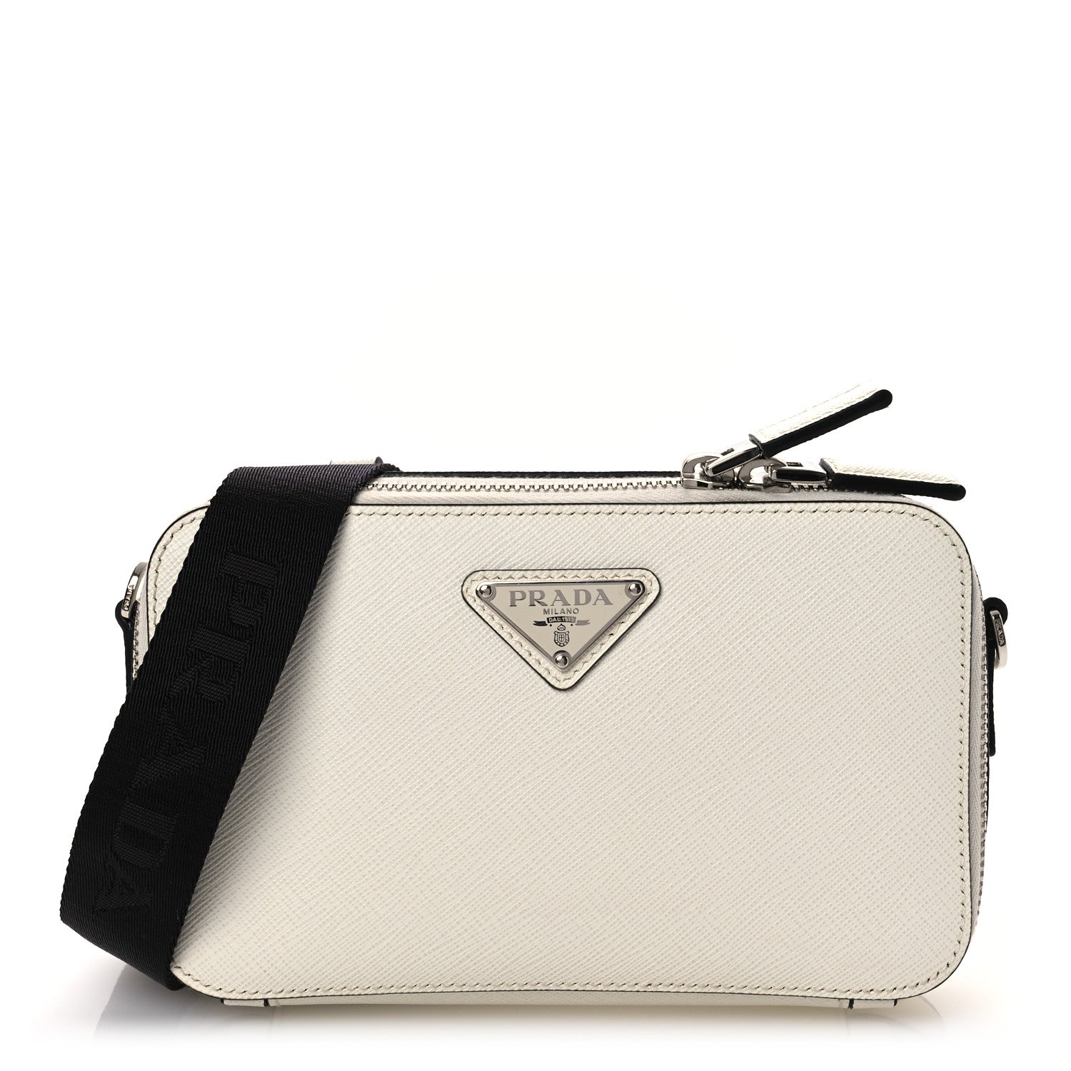 Prada Saffiano Travel Small Brique Crossbody Bag White 1 of 9