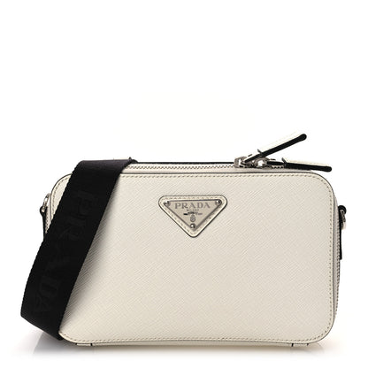 Prada Saffiano Travel Small Brique Crossbody Bag White 1 of 9