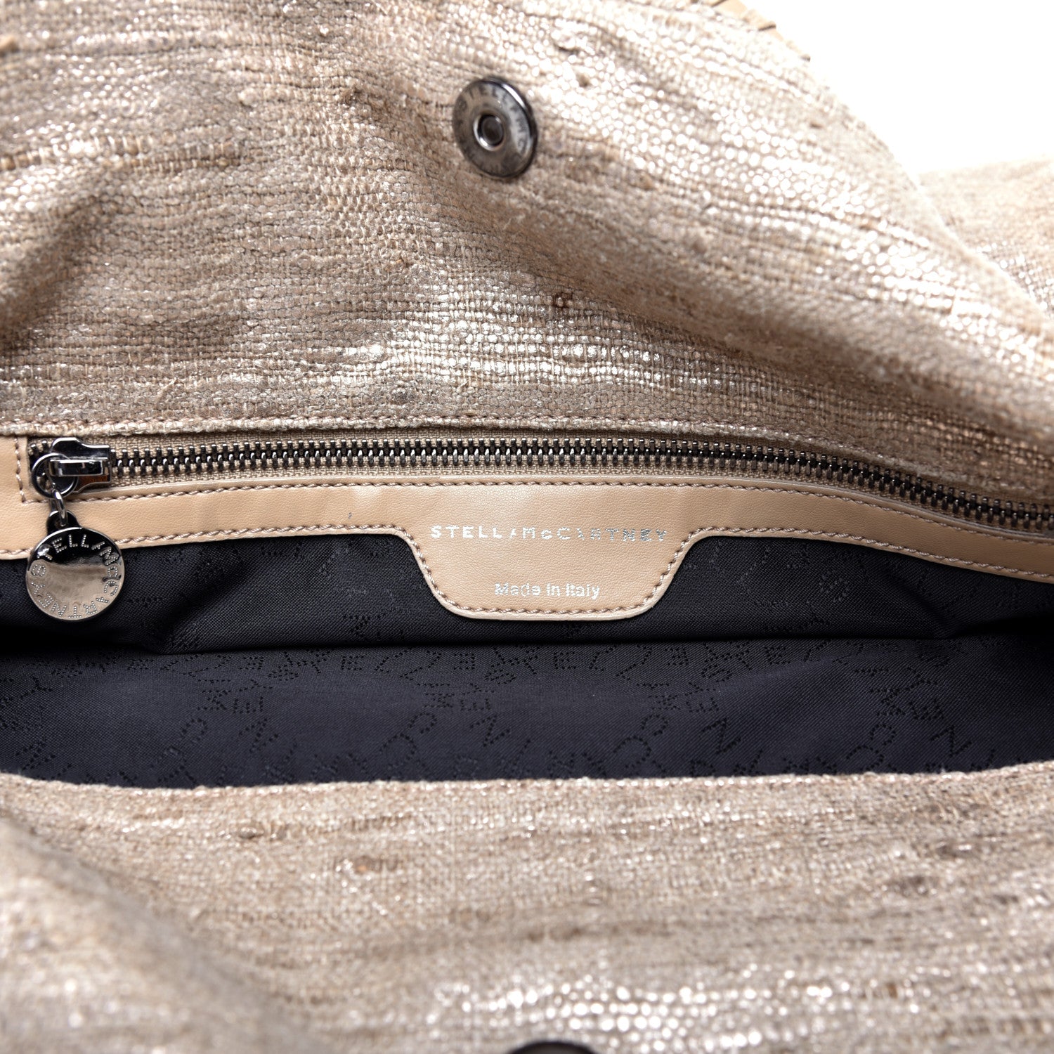 Stella McCartney Metallic Linen Small Falabella Tote Taupe 8 of 9