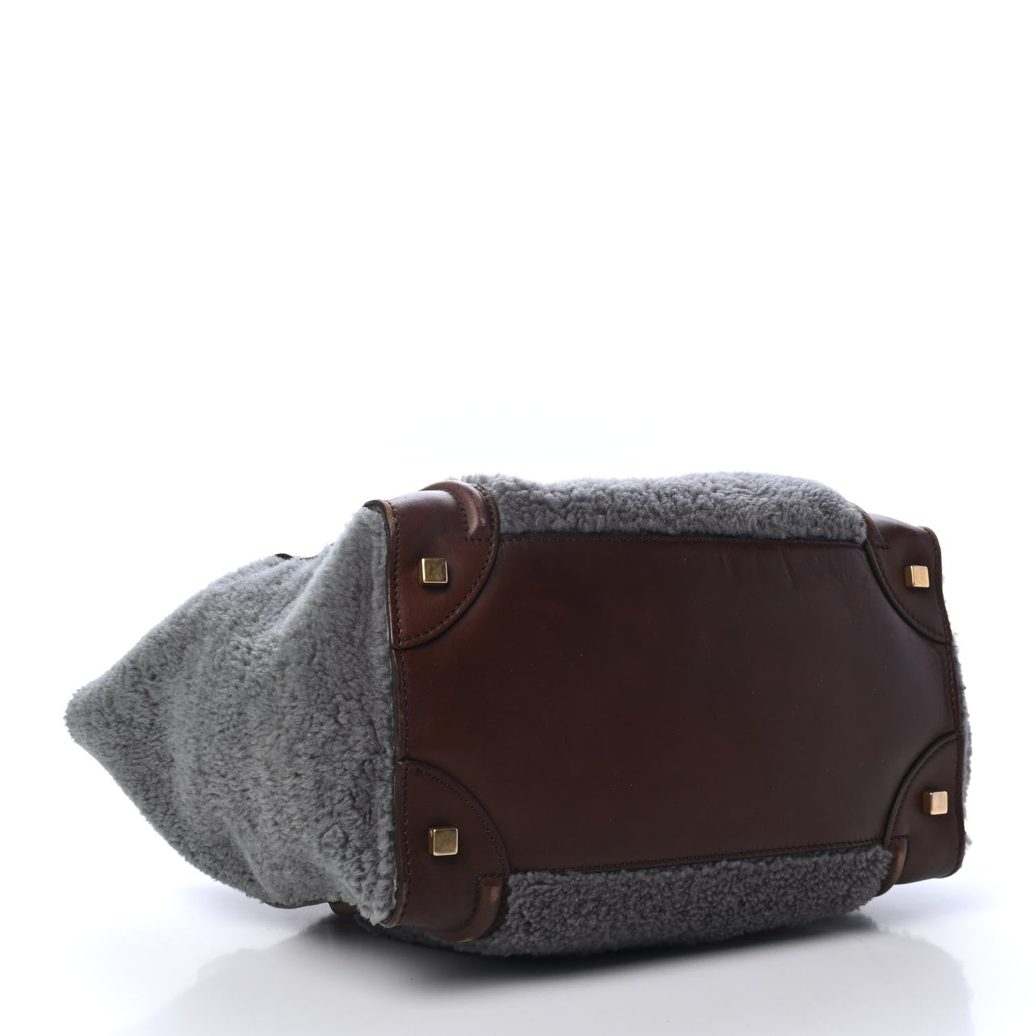 Celine Smooth Calfskin Shearling Mini Luggage Grey 3 of 4