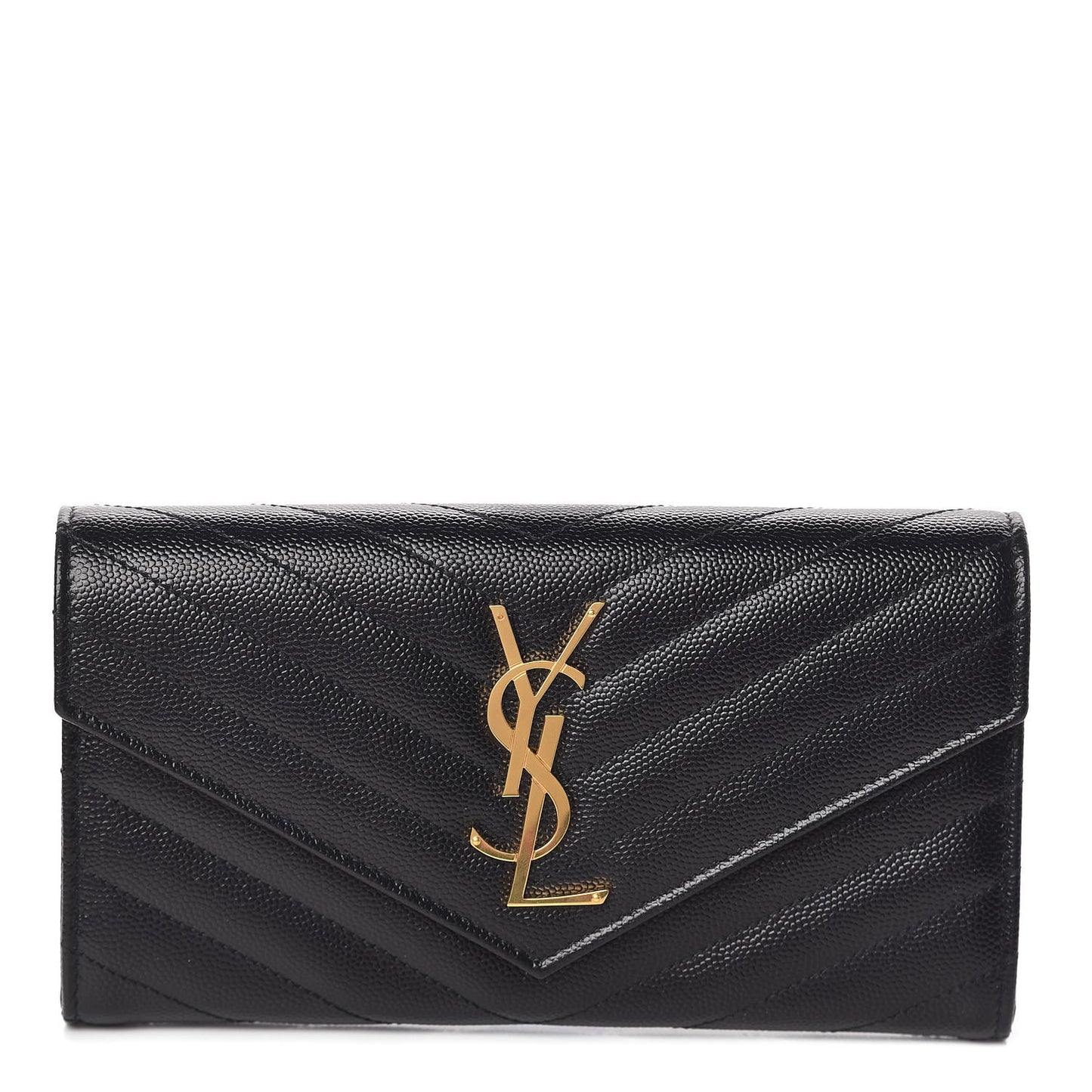Grain De Poudre Matelasse Chevron Monogram Flap Wallet Black
