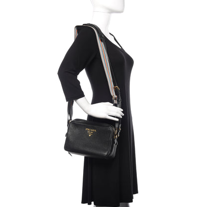 Prada Vitello Daino Medium Double Zip Shoulder Bag Black 2 of 11