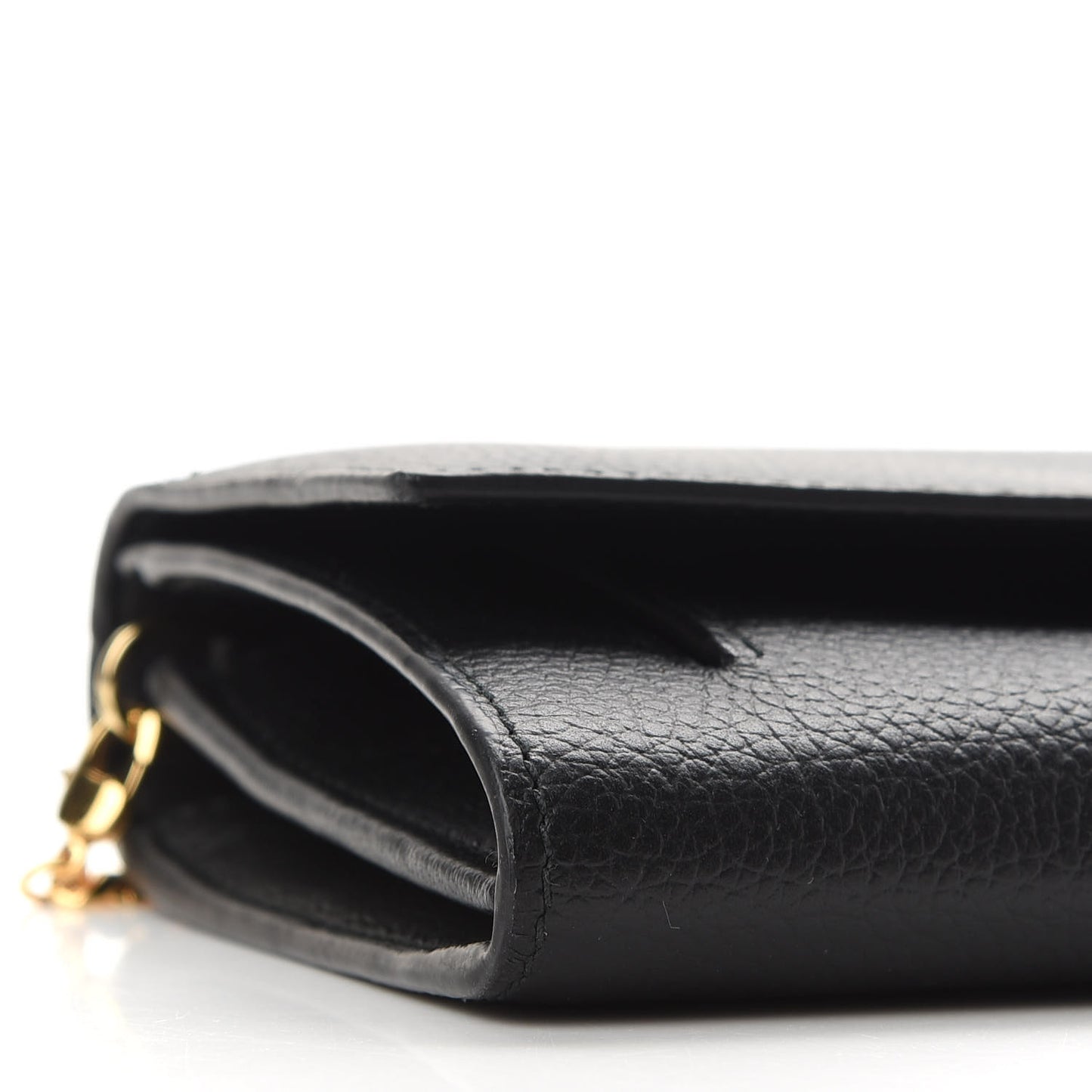Pebbled Calfskin Skull Wallet on Chain Black