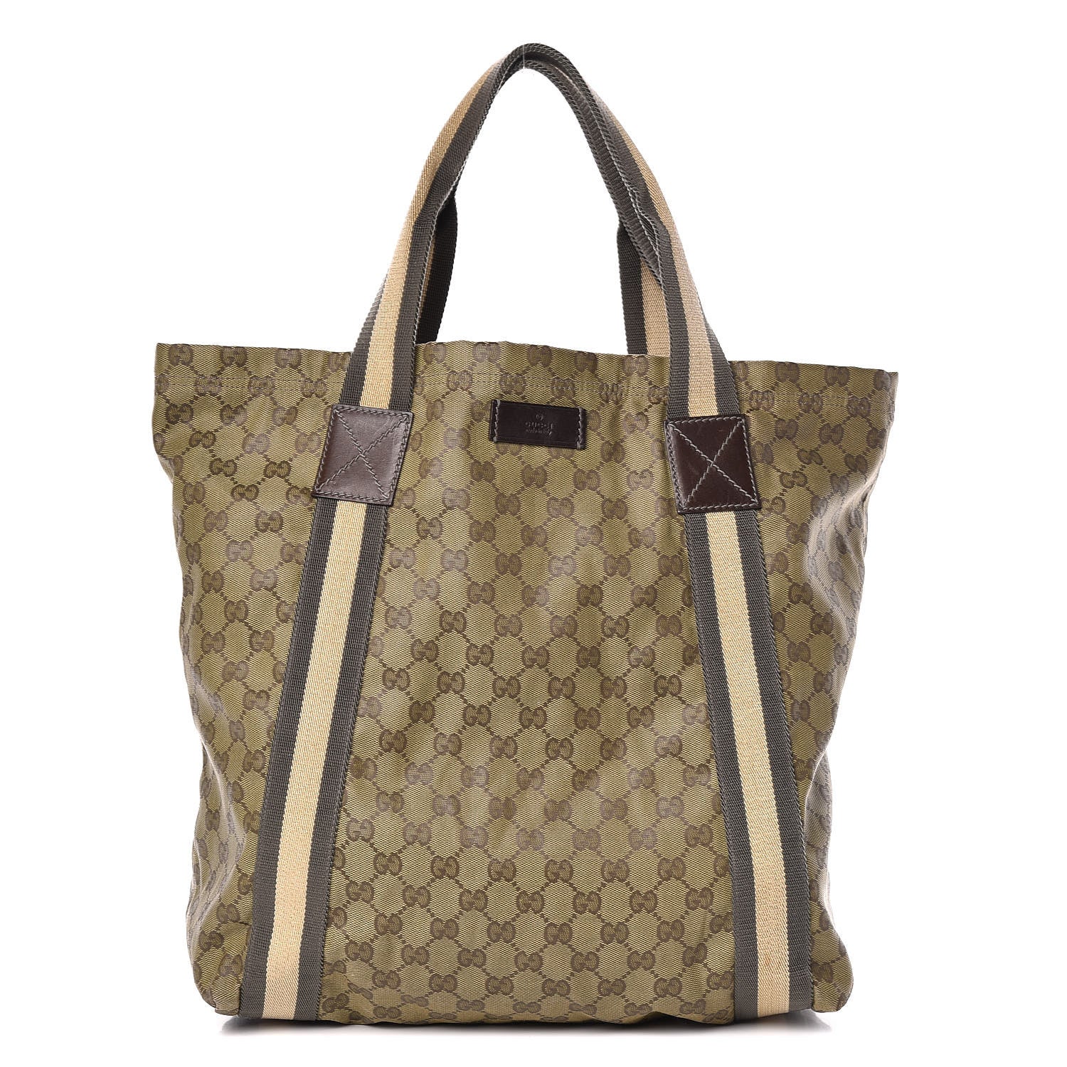 Gucci GG Monogram Medium Web Handle Vertical Tote Green 1 of 15