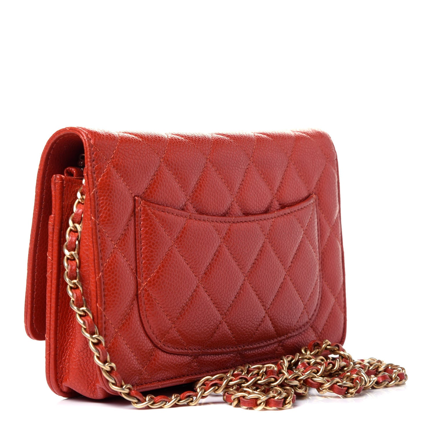 Chanel Caviar Quilted Wallet On Chain WOC Red 3 of 11
