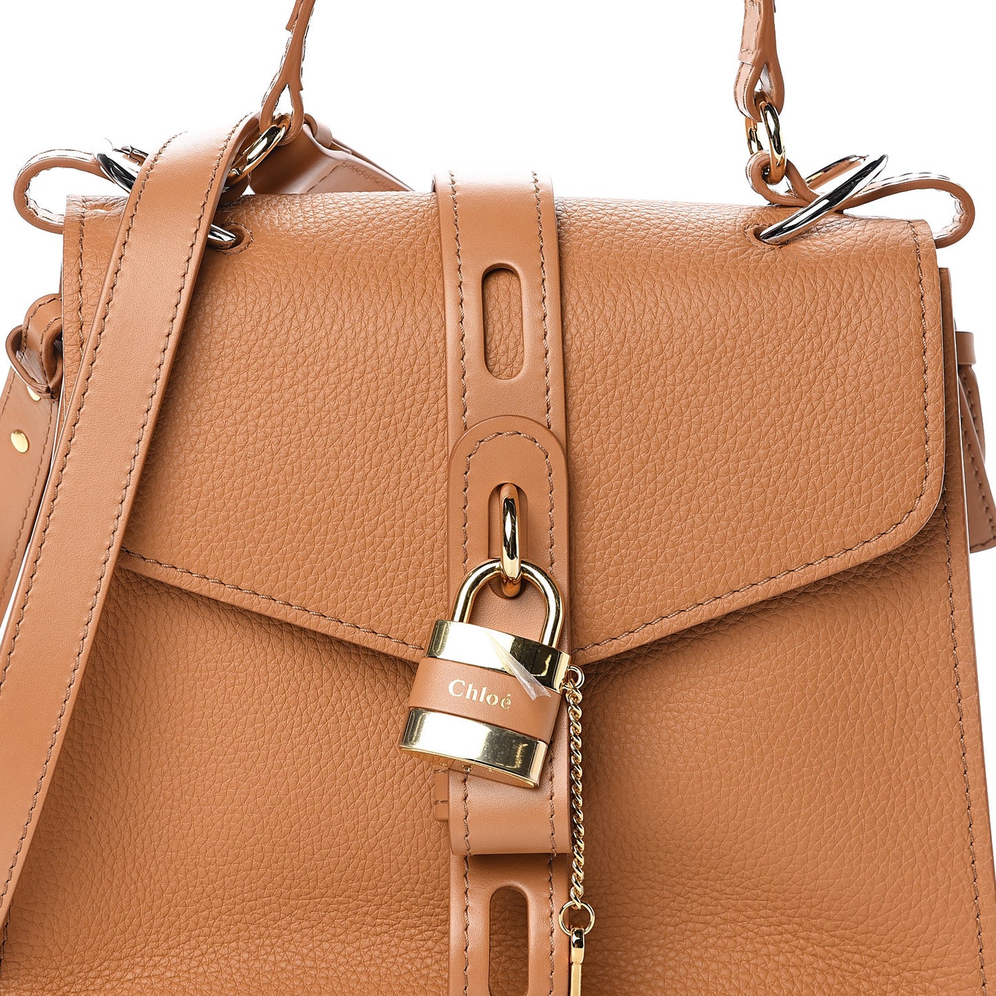 Shiny Grained Calfskin Medium Aby Day Shoulder Bag Ochre