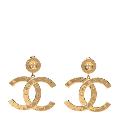 Chanel Metal Large Paris Button Earrings Gold 1 of 5