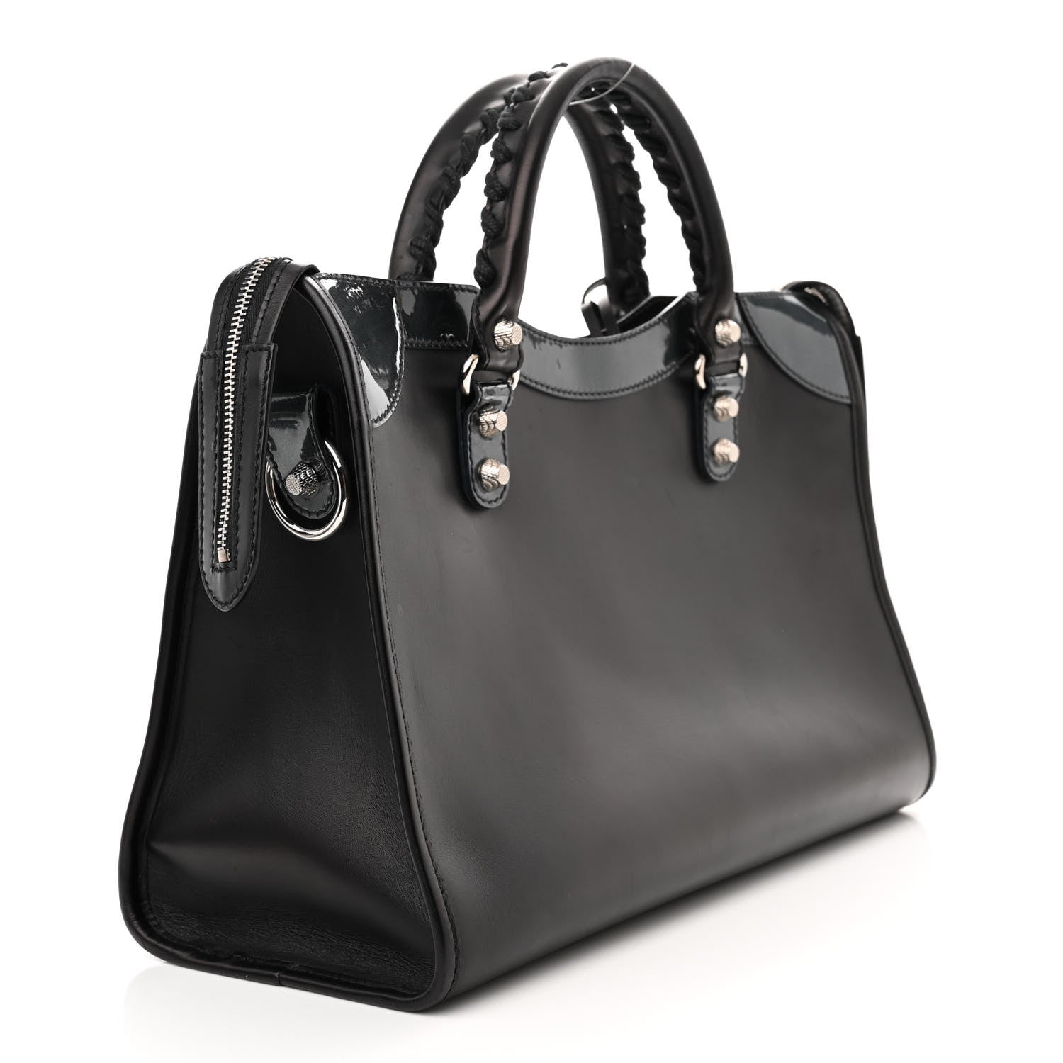 Balenciaga Smooth Calfskin Metallic Patent Giant 12 Silver Hardware City Black Gris 3 of 11