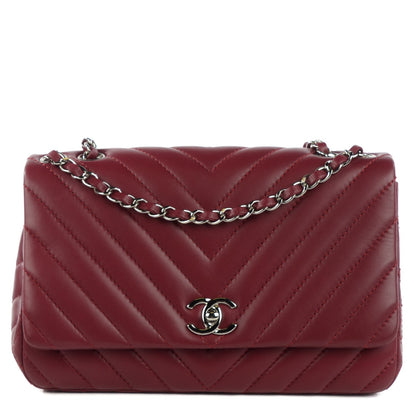 Chanel Lambskin Surpique Chevron Medium Single Flap Dark Red 1 of 8