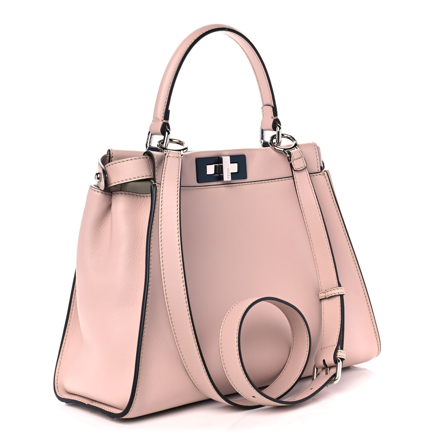 Fendi Vitello Seta Shiny Nappa Medium Peekaboo Iconic Satchel Soap Opale 4 of 14