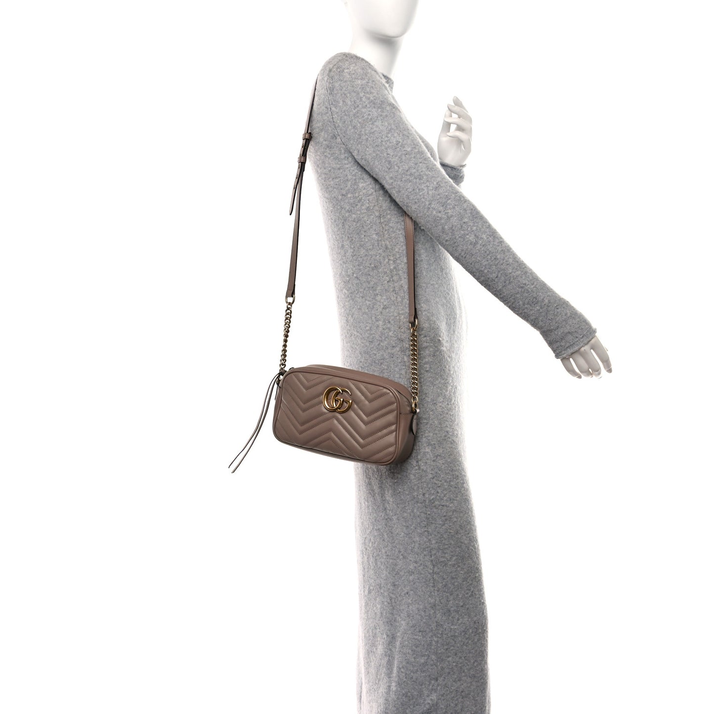 Calfskin Matelasse Small GG Marmont Chain Shoulder Bag Porcelain Rose