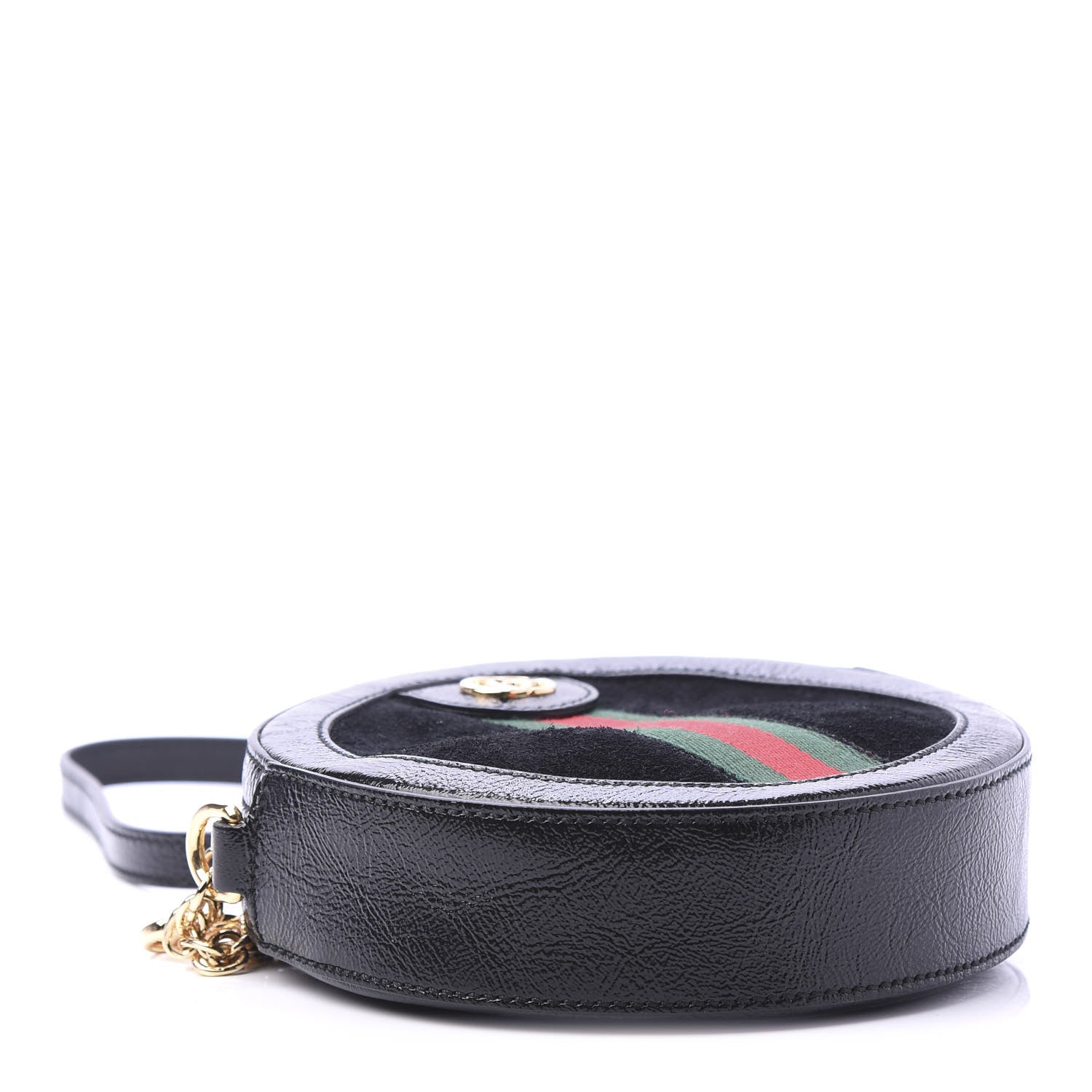 Gucci Suede Patent Web Mini Ophidia Round Shoulder Bag Black 4 of 11