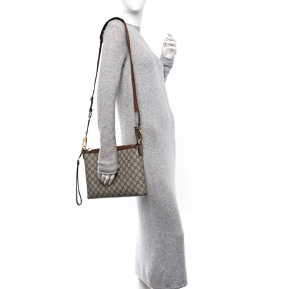 Gucci GG Supreme Monogram Azalea Calfskin Retro Interlocking G Wristlet Messenger Bag Beige Ebony Brown Sugar 2 of 10
