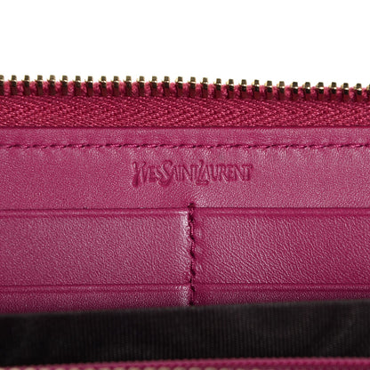 Saint Laurent Textured Patent Belle De Jour Zip Around Wallet Fuchsia 6 of 7