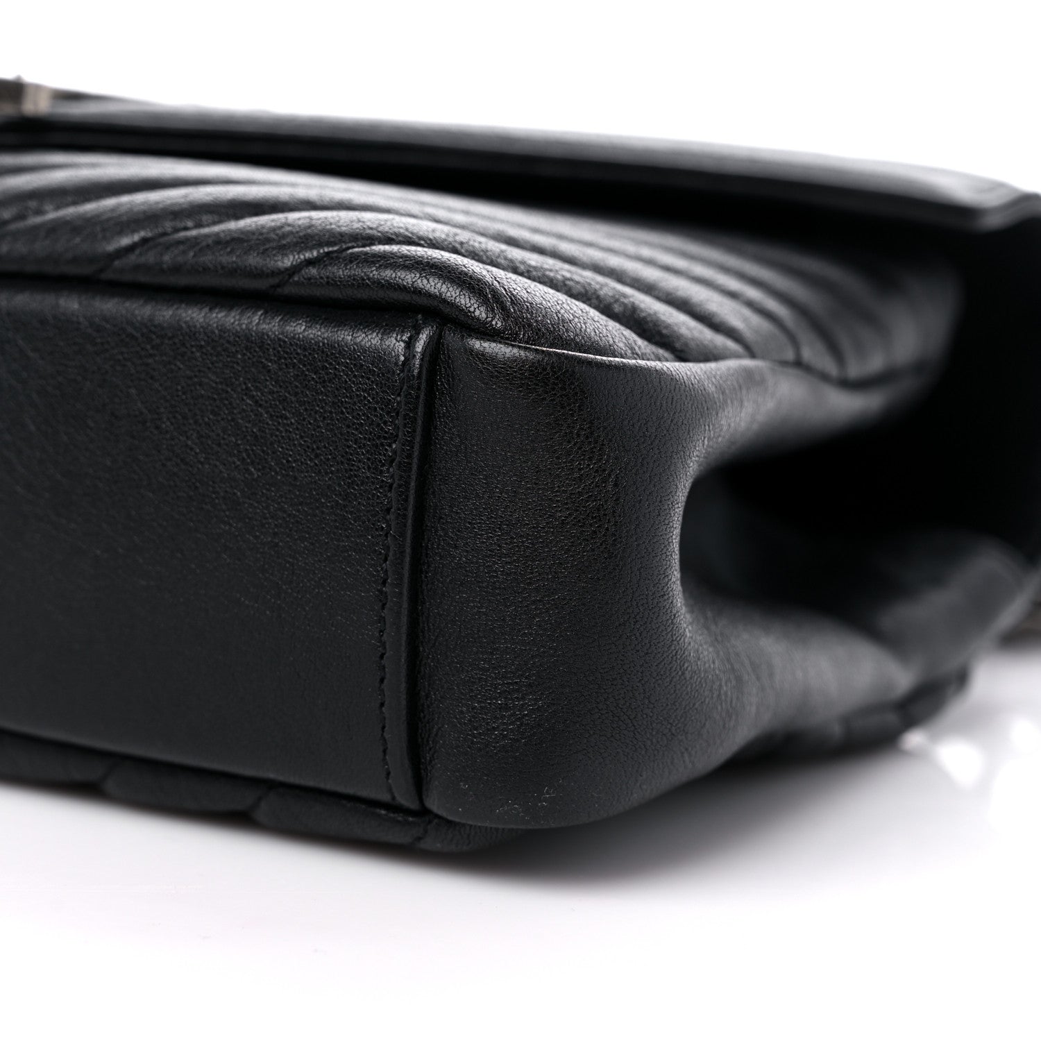 Saint Laurent Sheepskin Matelasse Chevron Monogram Medium College Bag Black 9 of 9