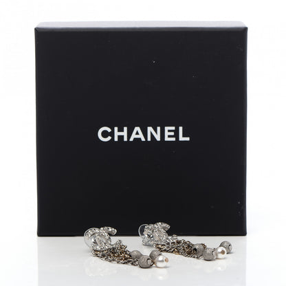 Chanel Pearl CC Chain Drop Earrings Light Gold Pearly White 5 of 5