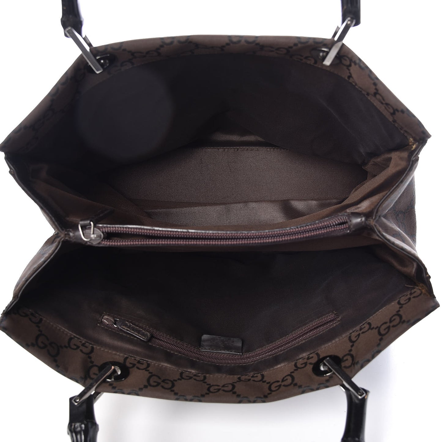 Monogram Bamboo Top Handle Tote Dark Brown