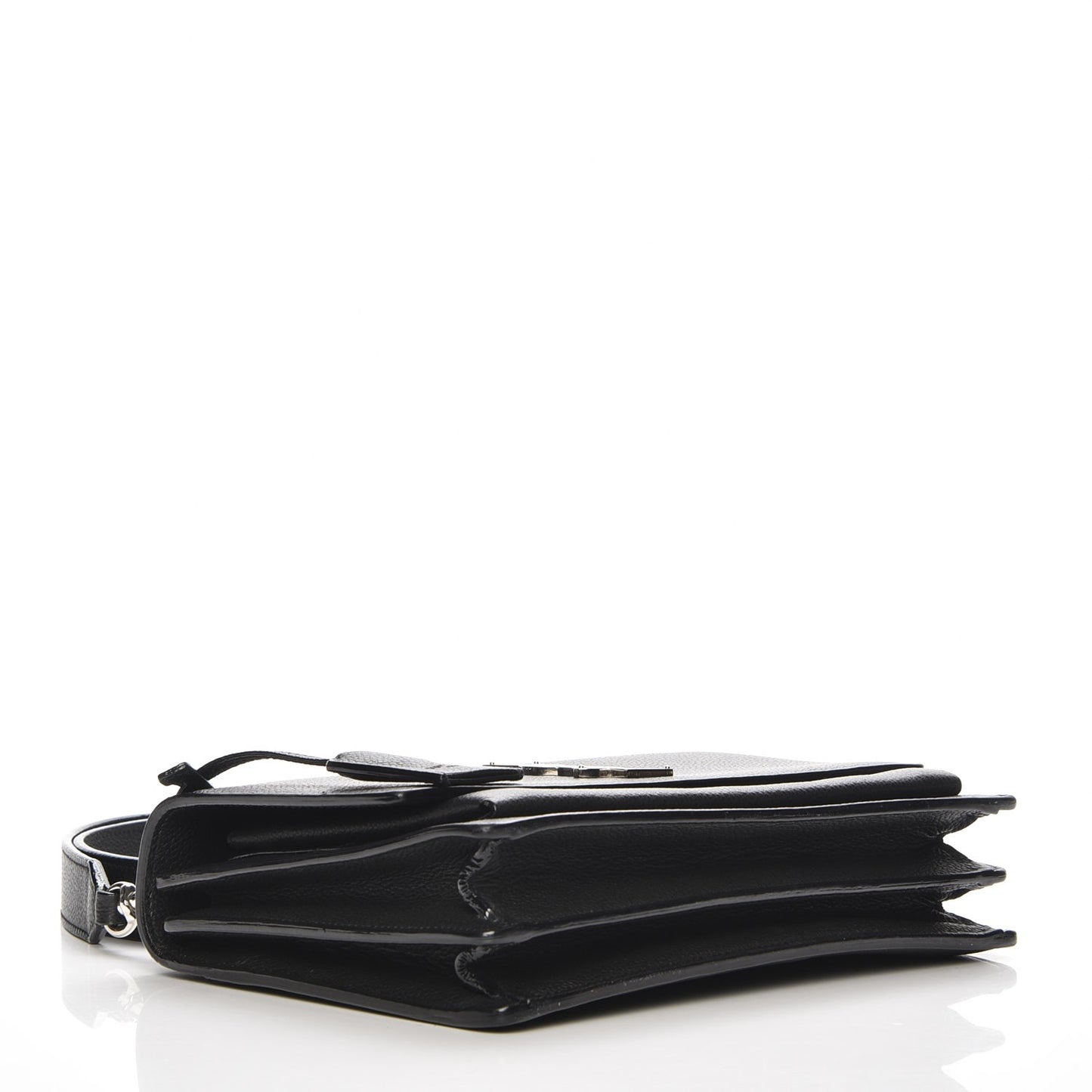 Grained Calfskin Monogram Sunset Satchel Black