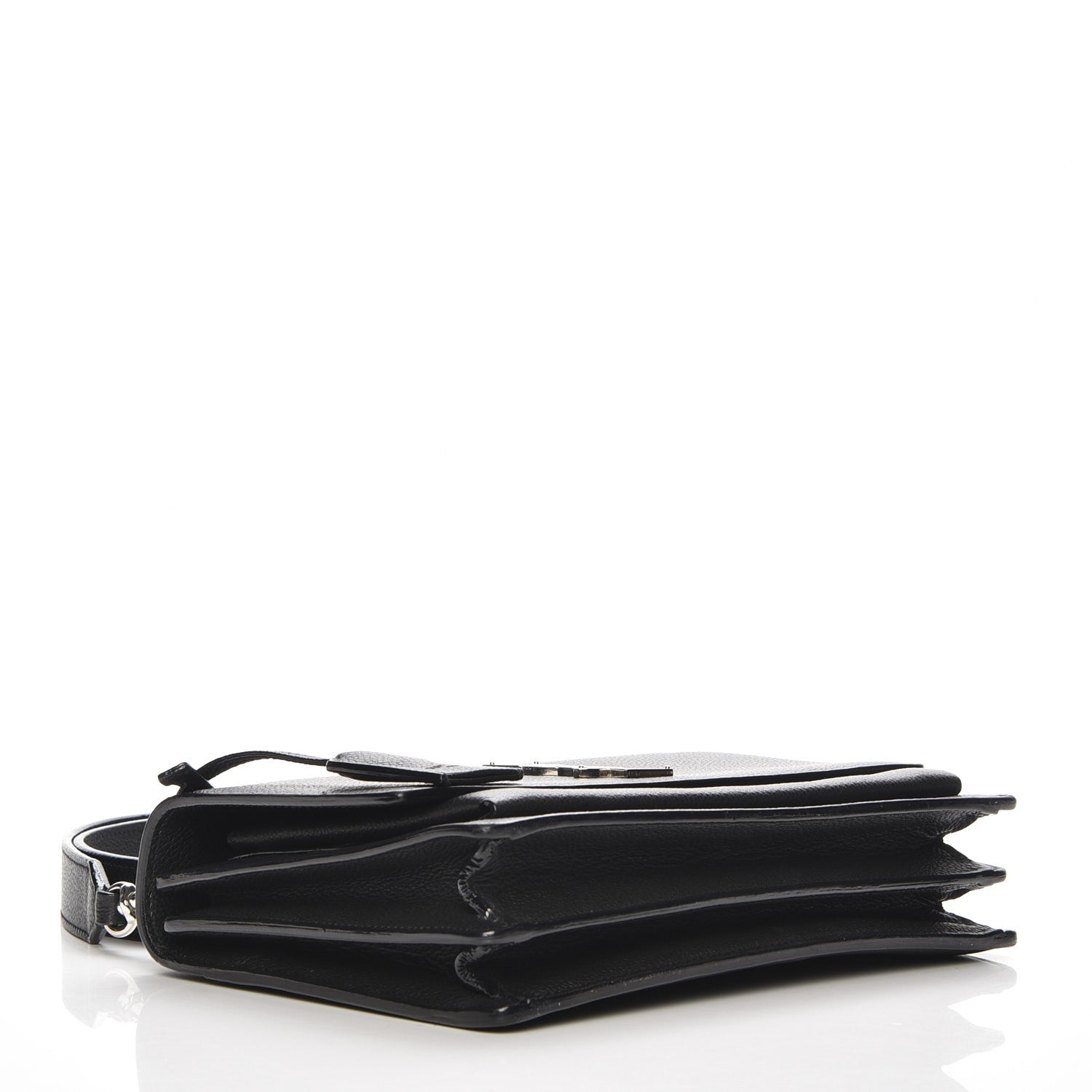 Saint Laurent Grained Calfskin Monogram Sunset Satchel Black 4 of 6