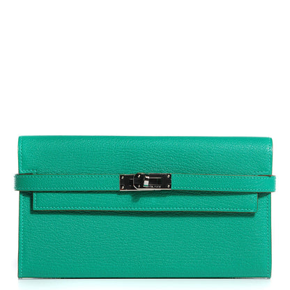 Hermes Chevre Mysore Kelly Longue Wallet Menthe 1 of 16