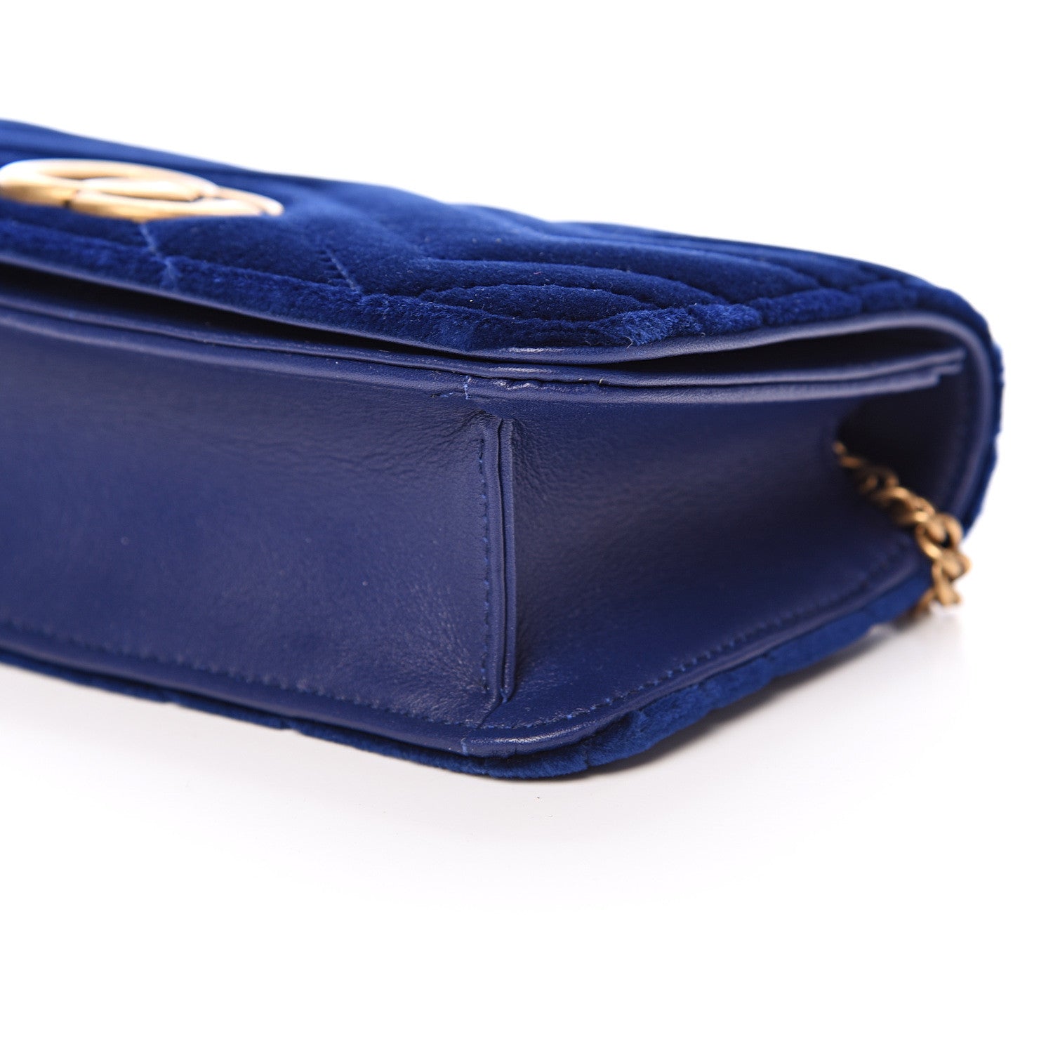 Gucci Velvet Matelasse GG Marmont Mini Bag Cobalt Blue 10 of 11