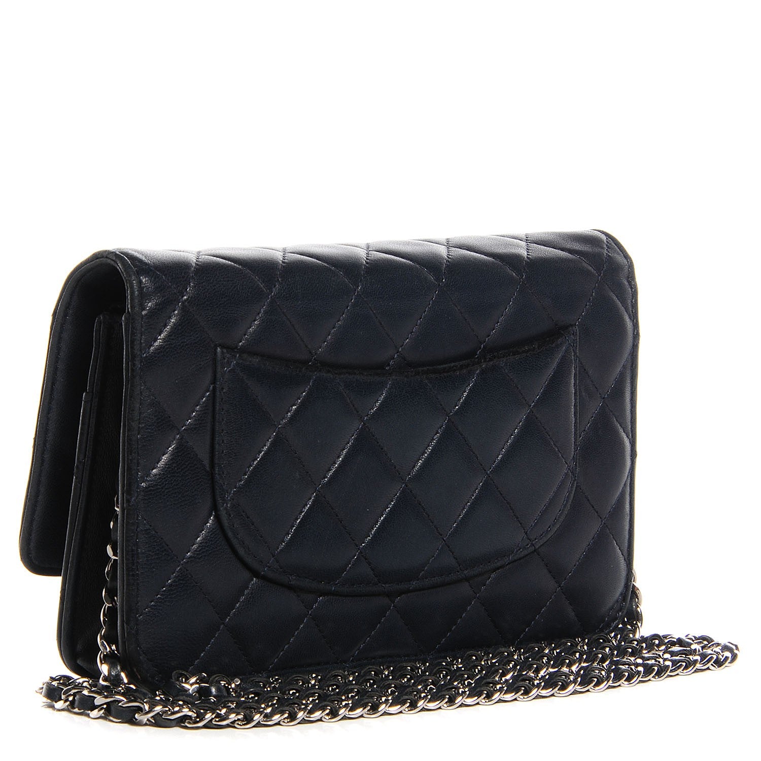 Chanel Lambskin Quilted Wallet On Chain WOC Navy Blue 3 of 9