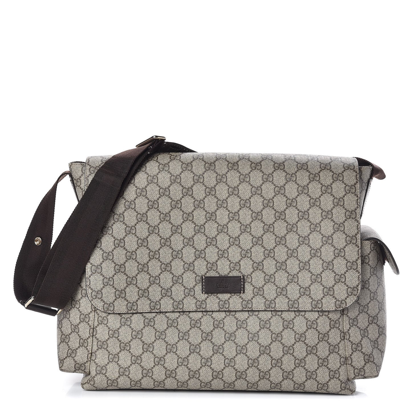 GG Plus Monogram Messenger Diaper Bag Dark Brown