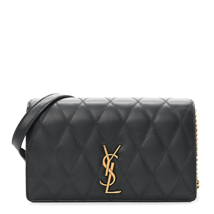 Saint Laurent Lambskin Diamond Quilted Monogram Angie Chain Bag Dark Smog 1 of 12