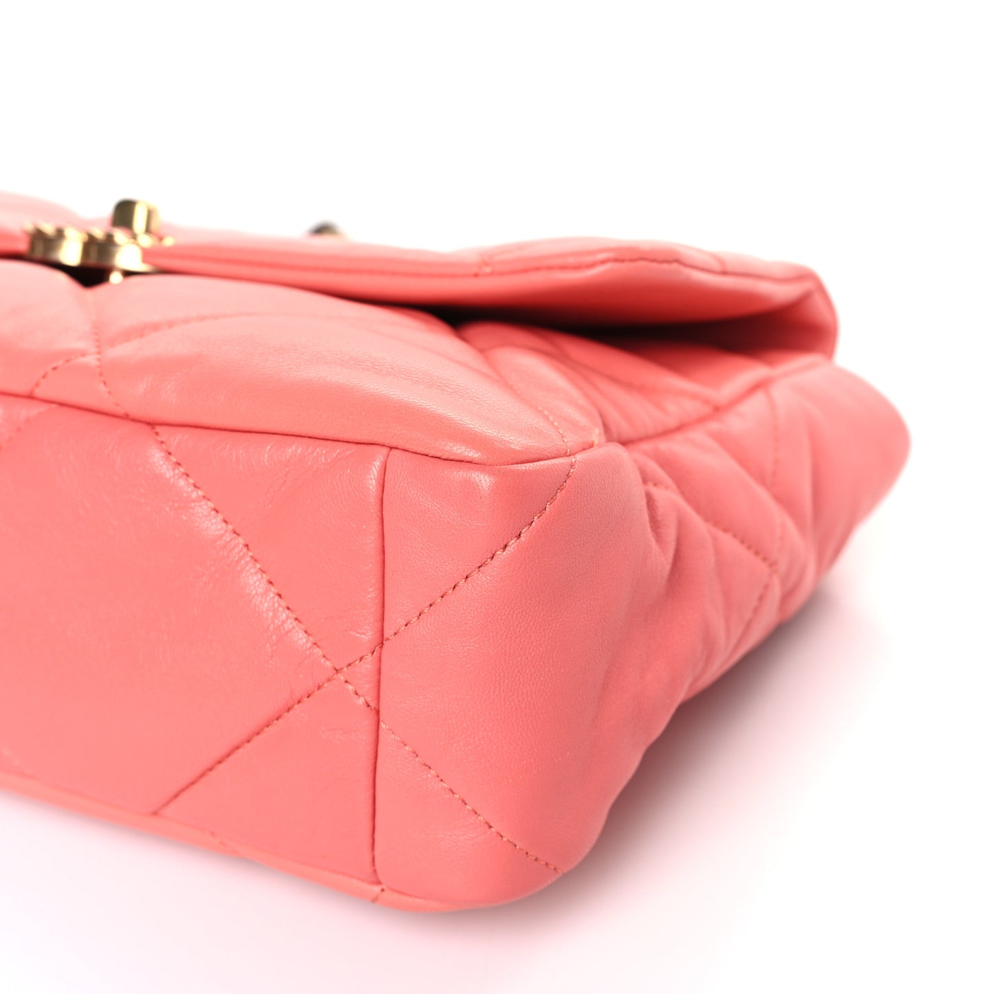 Goatskin Quilted Large Chanel 19 Flap Coral