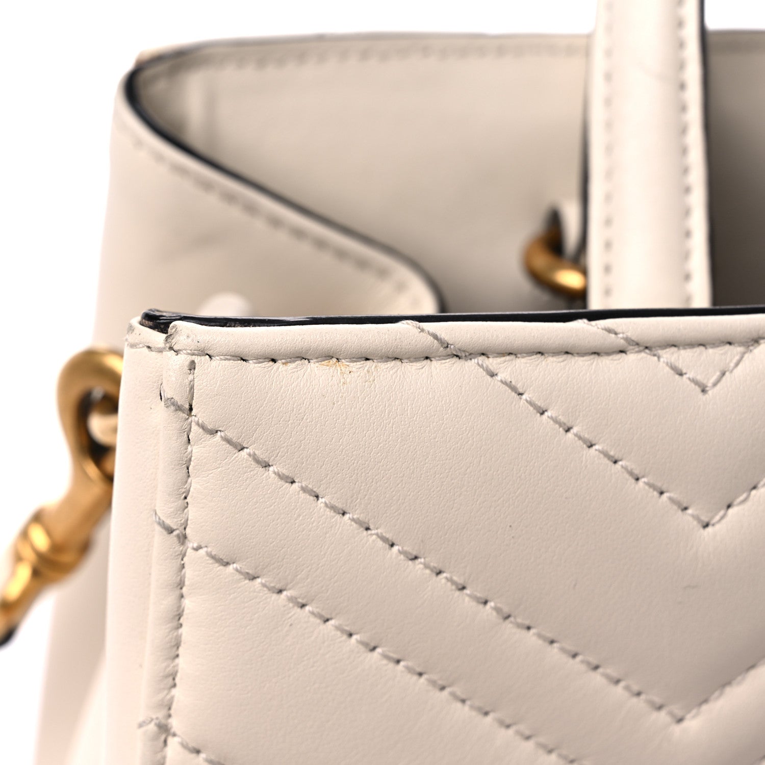 Gucci Calfskin Matelasse Small GG Marmont Tote White 22 of 23