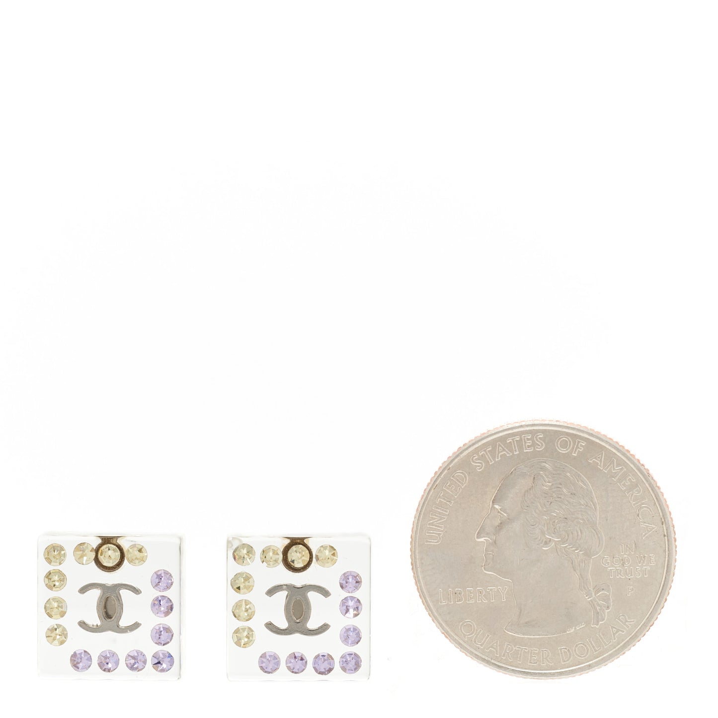 Resin Crystal CC Square Earrings Multi