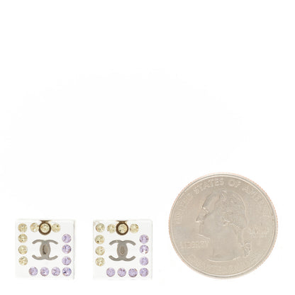 Chanel Resin Crystal CC Square Earrings Multi 2 of 4