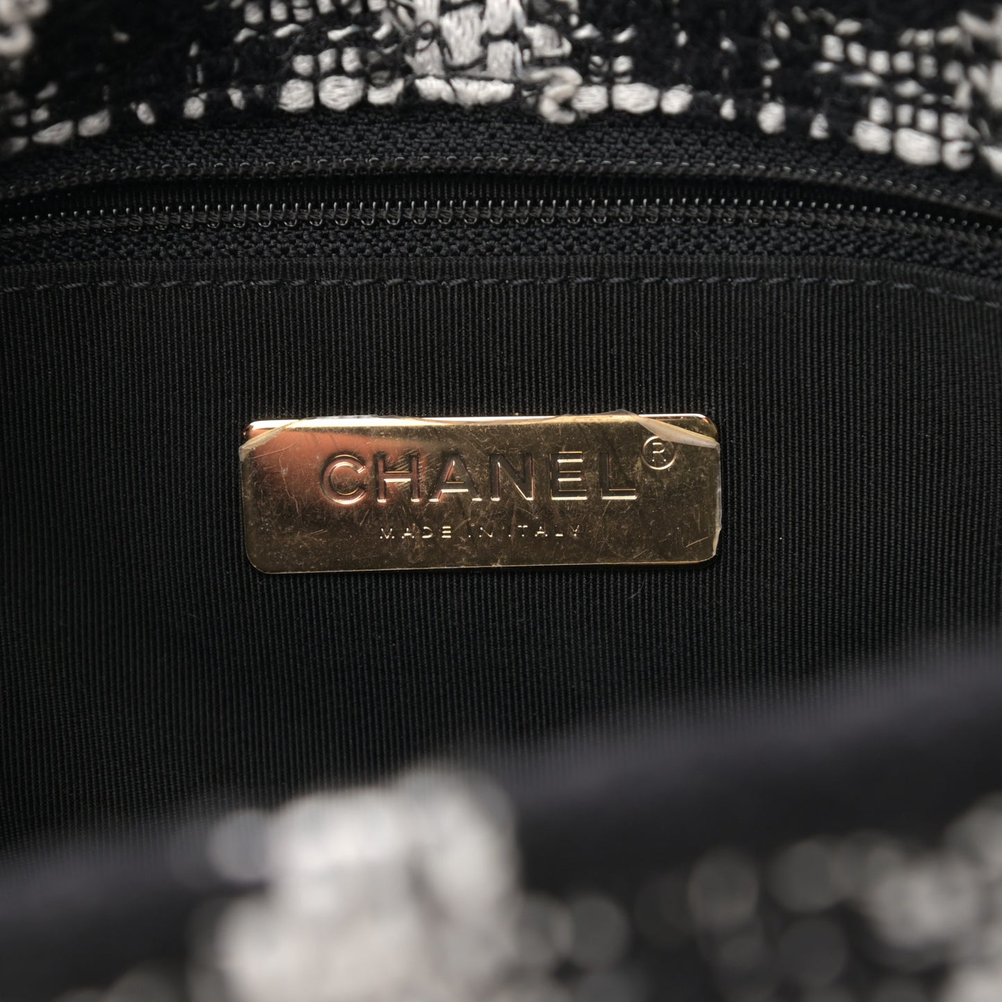 Tweed Quilted Large Chanel 19 Flap Black White