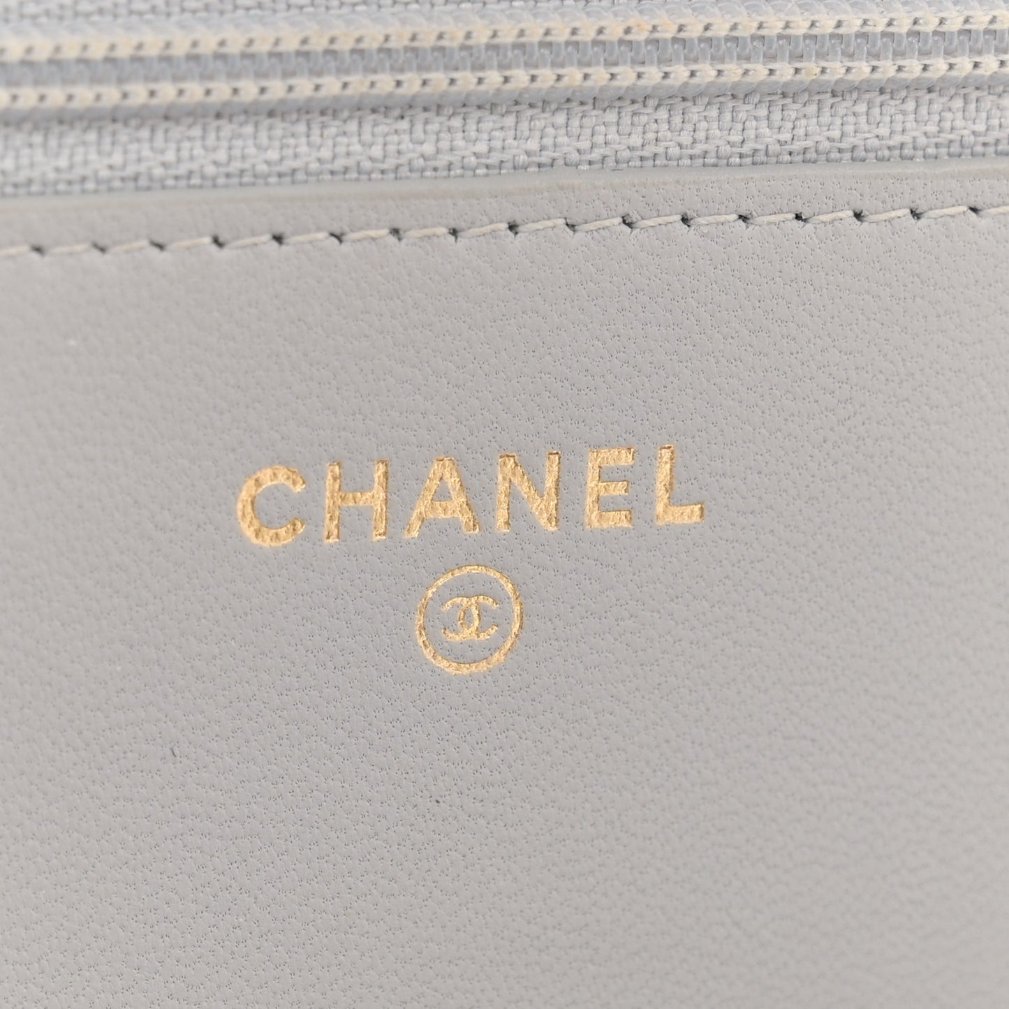 Lambskin Chevron Quilted Trendy CC Wallet On Chain WOC Grey