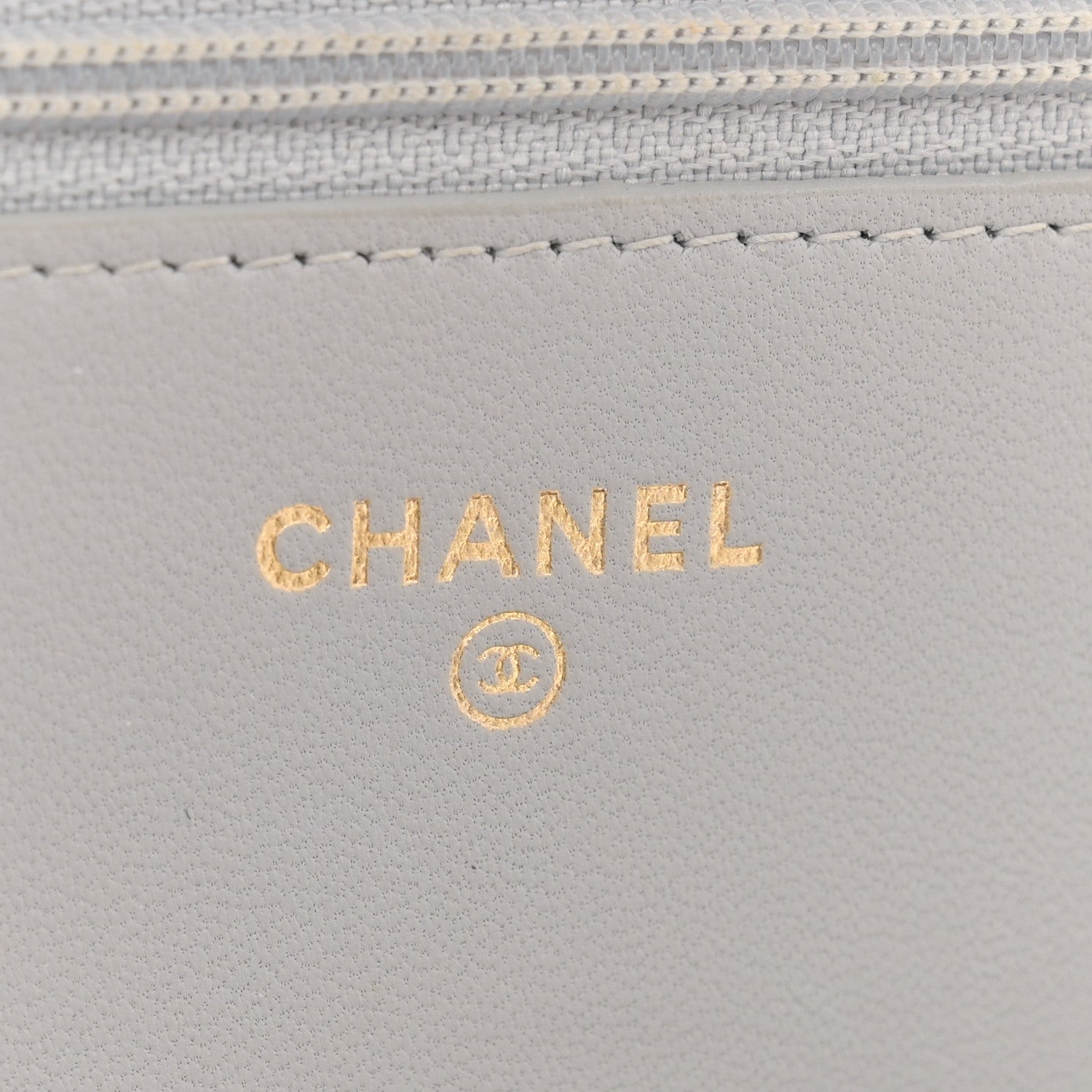 Chanel Lambskin Chevron Quilted Trendy CC Wallet On Chain WOC Grey 6 of 12