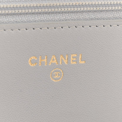Chanel Lambskin Chevron Quilted Trendy CC Wallet On Chain WOC Grey 6 of 12