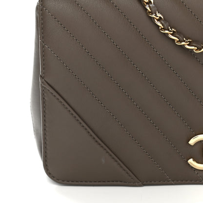 Chanel Calfskin Chevron Quilted Medium Statement Flap Khaki 11 of 11