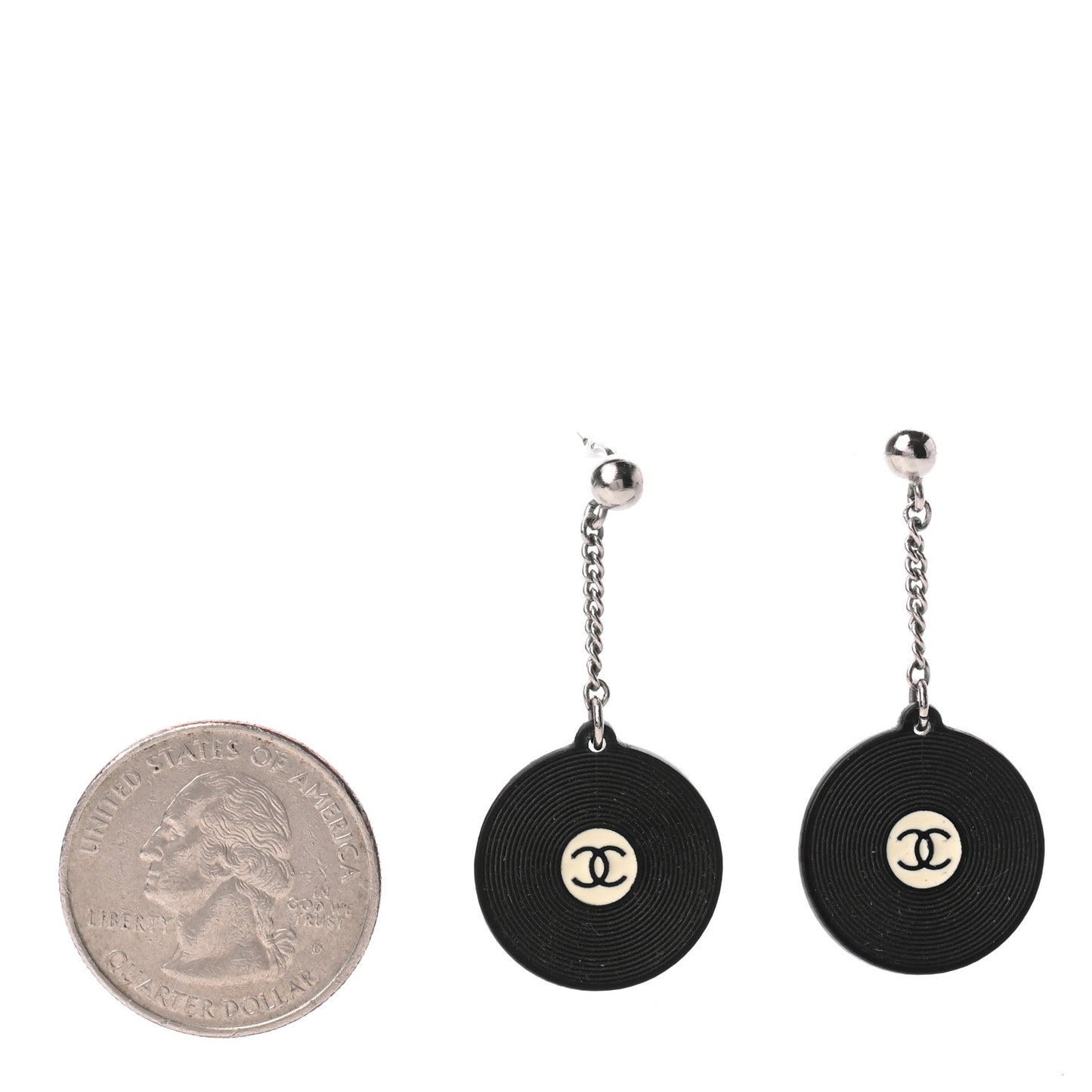 Resin CC Record Drop Earrings Black