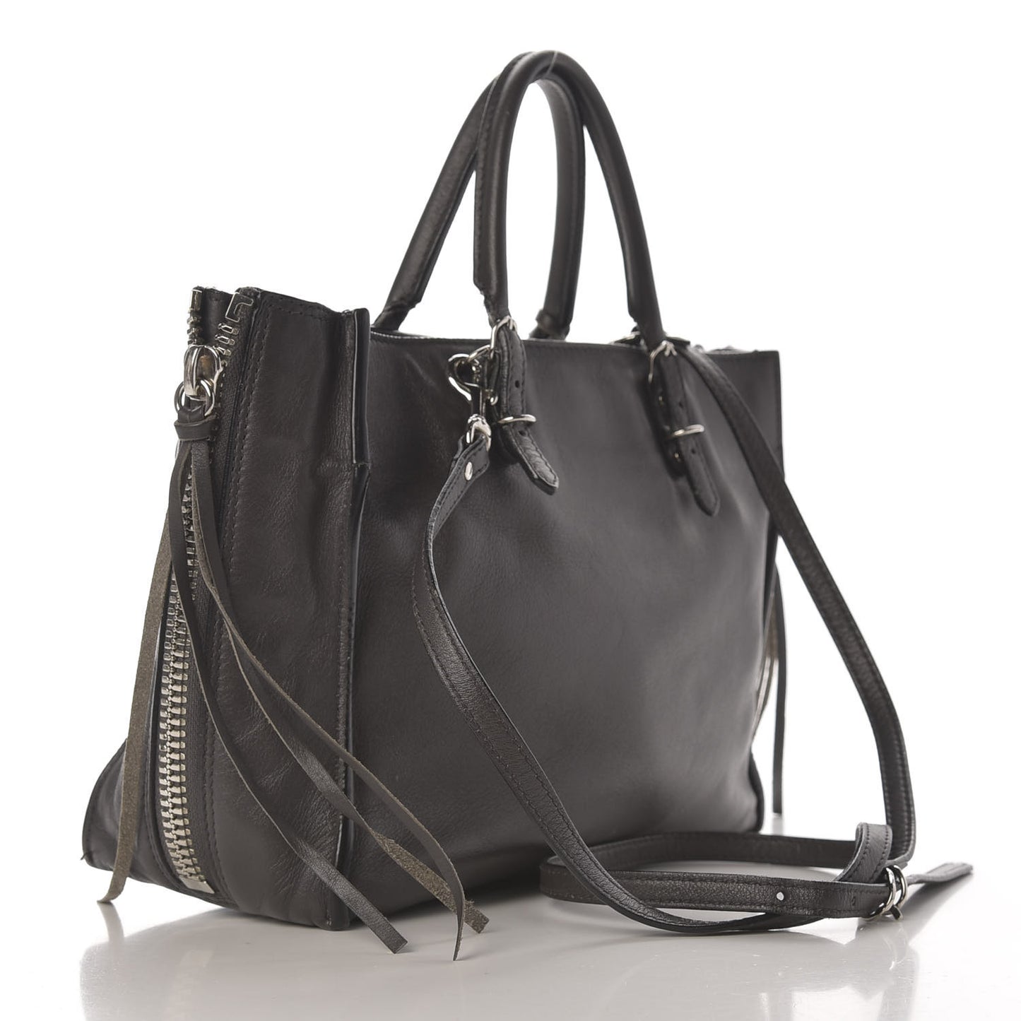 Veau Papier A6 Zip Around Tote Gris Fossile