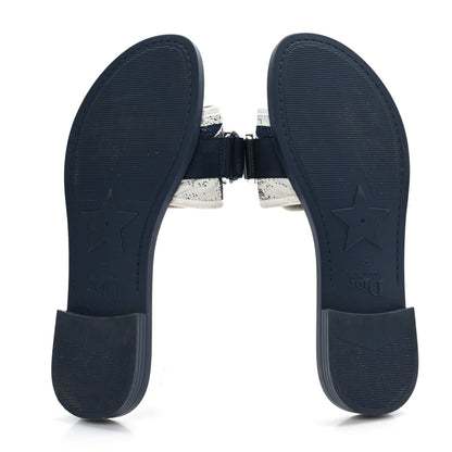 Christian Dior Canvas Fabric Dio(r)evolution Slide Sandals 37 Deep Blue 5 of 7