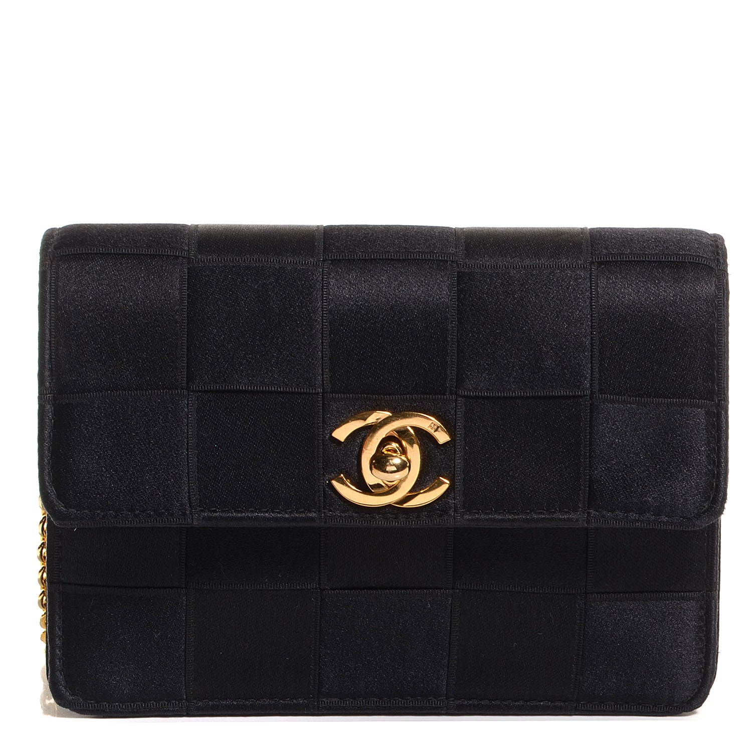 Chanel Satin Woven Mini Evening Flap Bag Black 1 of 9