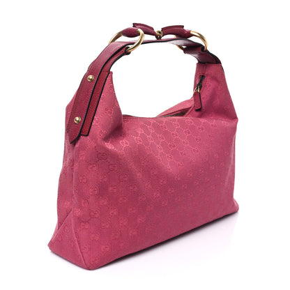 Gucci Monogram Medium Horsebit Chain Hobo Fuchsia 3 of 12